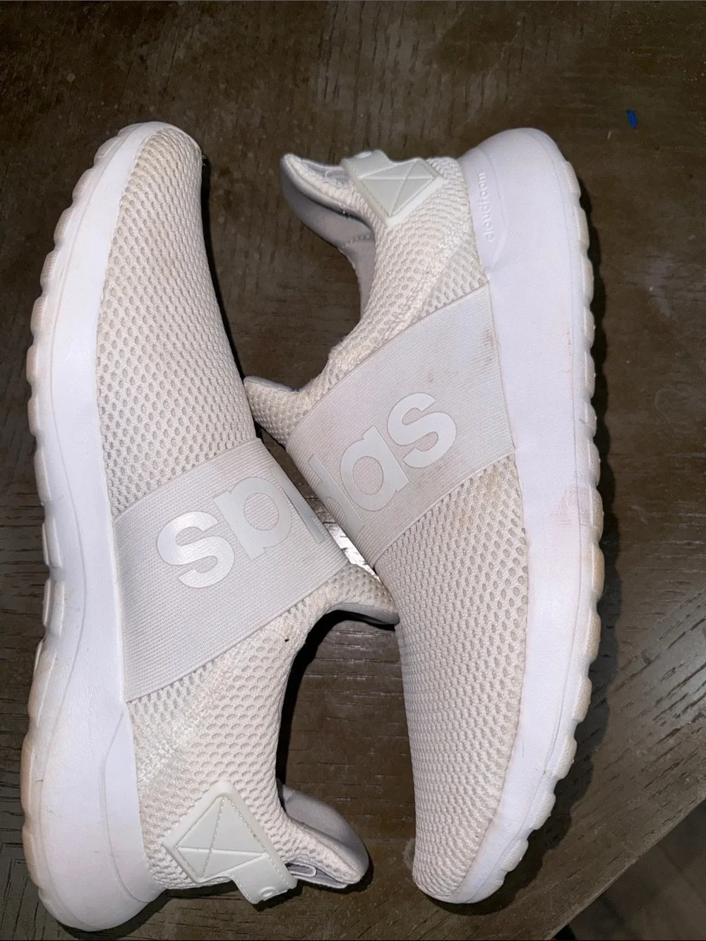 adidas Cream Slip-On Mesh Athletic Sneakers
